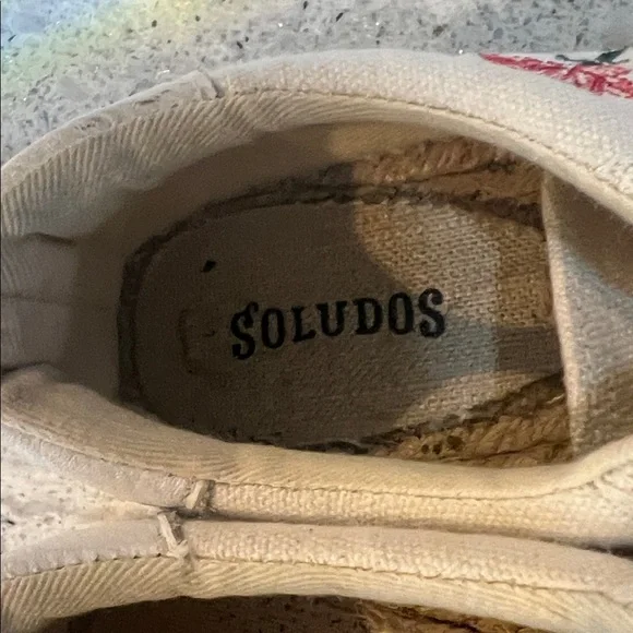 Soludos Cream Floral Espadrille Sneakers Size 7 - Picture 2 of 9